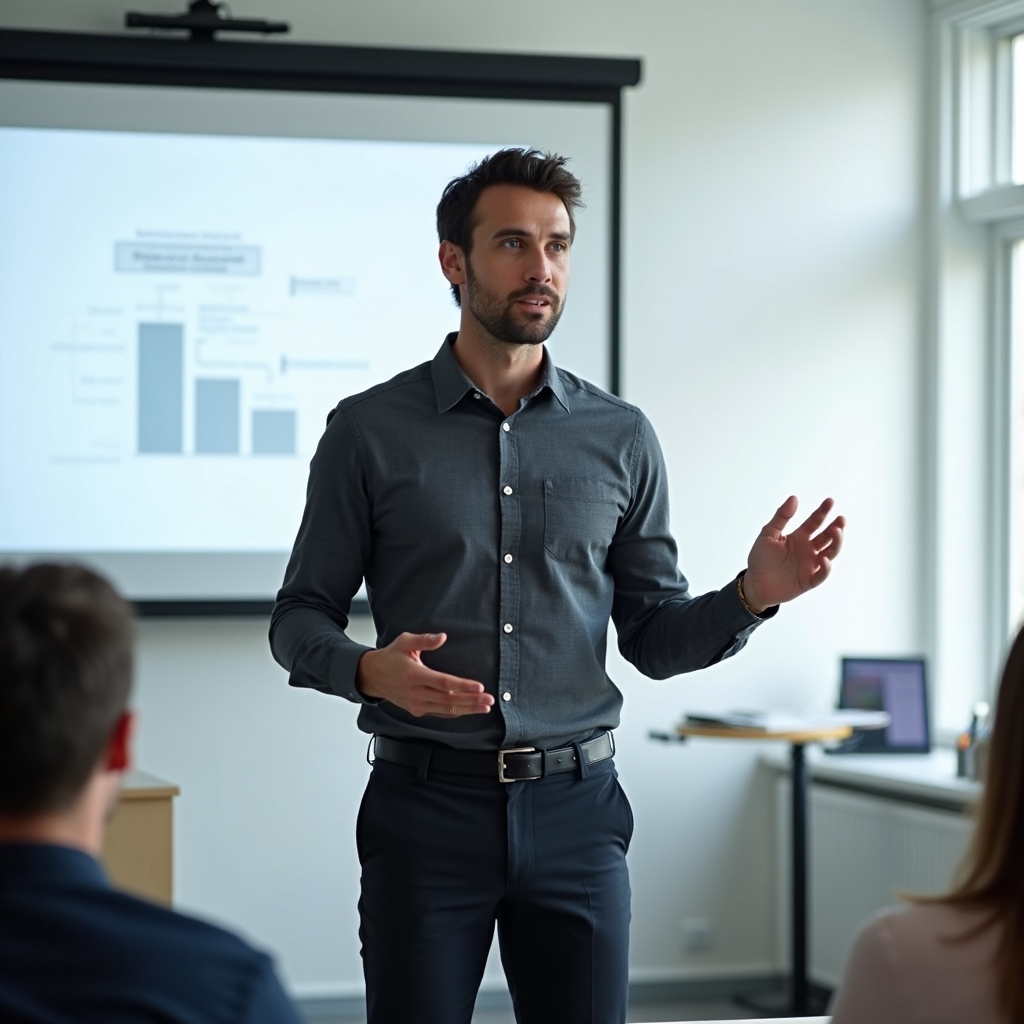 Facilitator prezentând concepte despre mecanismele de consum